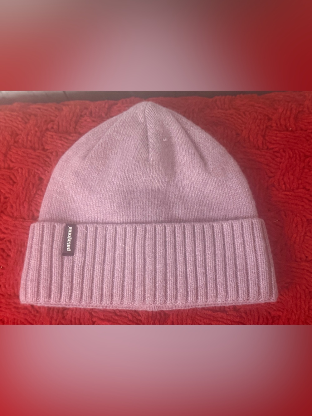 Patagonia Brodeo Beanie One Size Pink Wool Blend Cuff Knit Outdoor Ribbed